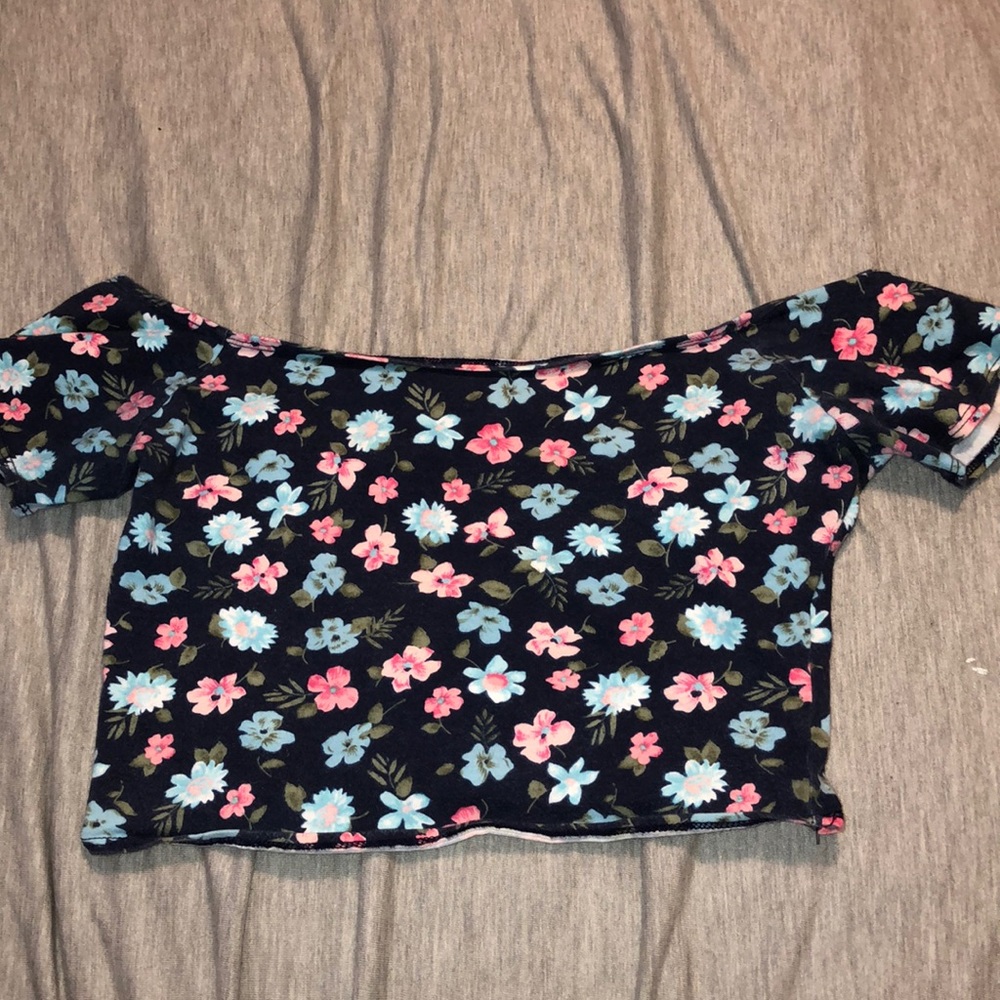 Flower Off Shoulder Crop Top